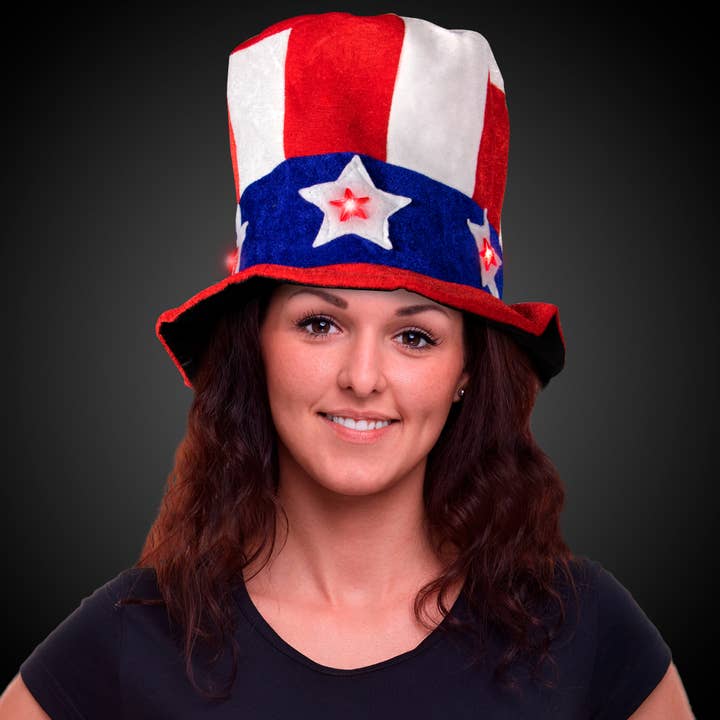 Windy City Novelties - Wholesale Party Hat/Crown - Flashing LED Uncle Sam Top Hat 12-unit display