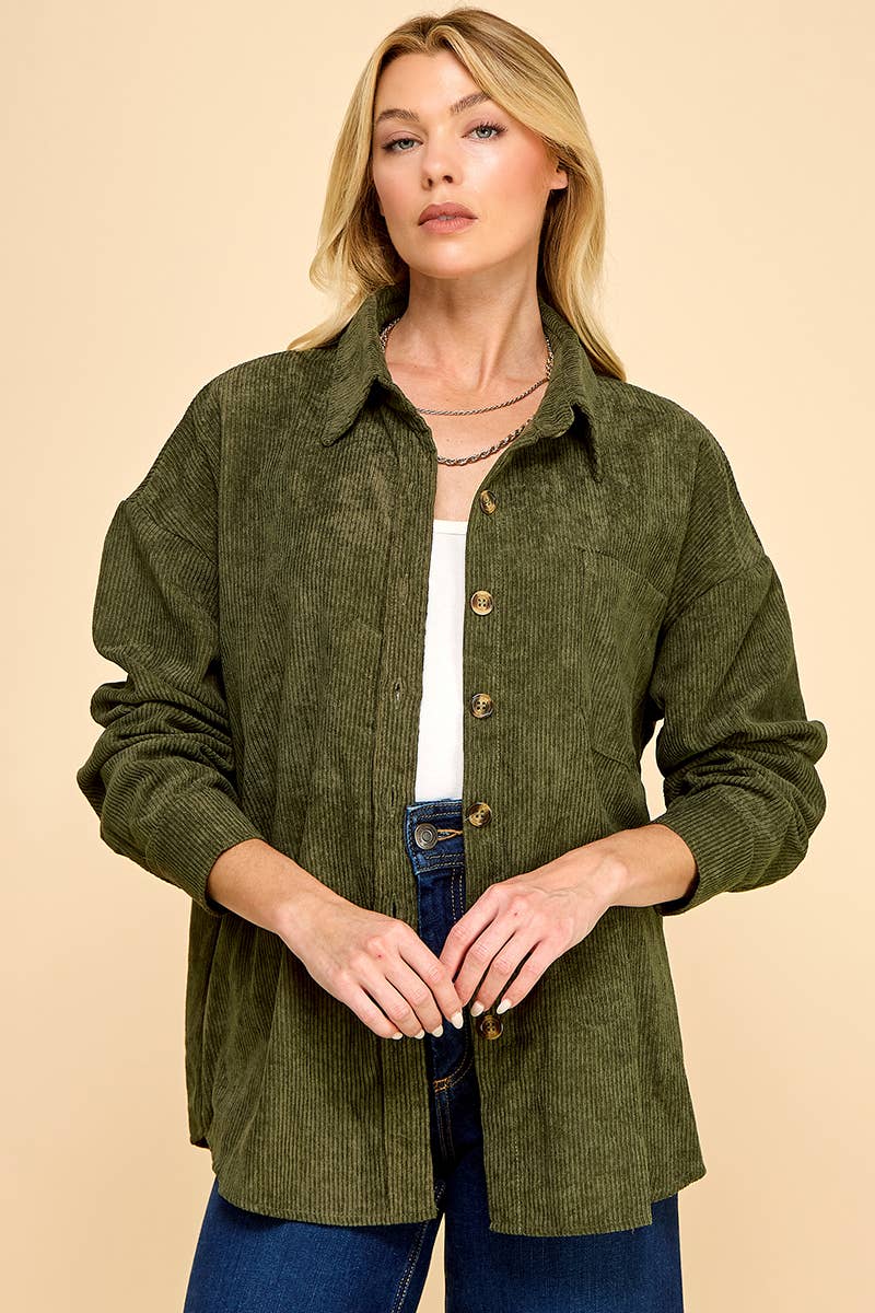 Cezele - Venta al por mayor Camisa con botones - Mujer - Camisa de pana abotonada de gran tamaño26