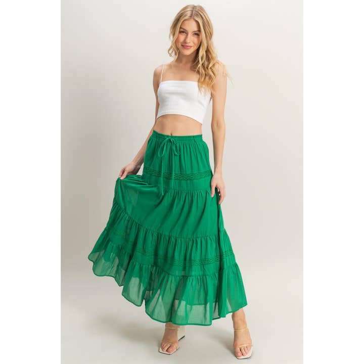 HYFVE - Wholesale Skirt - Women's - HF25C074-High-Waist Cotton Voile Tiered Maxi Skirt