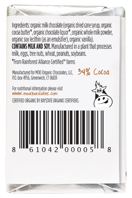 MOO Organic Chocolates - Wholesale Chocolate Bar - Organic Solid Milk Chocolate Mini Bars, 0.7 oz2