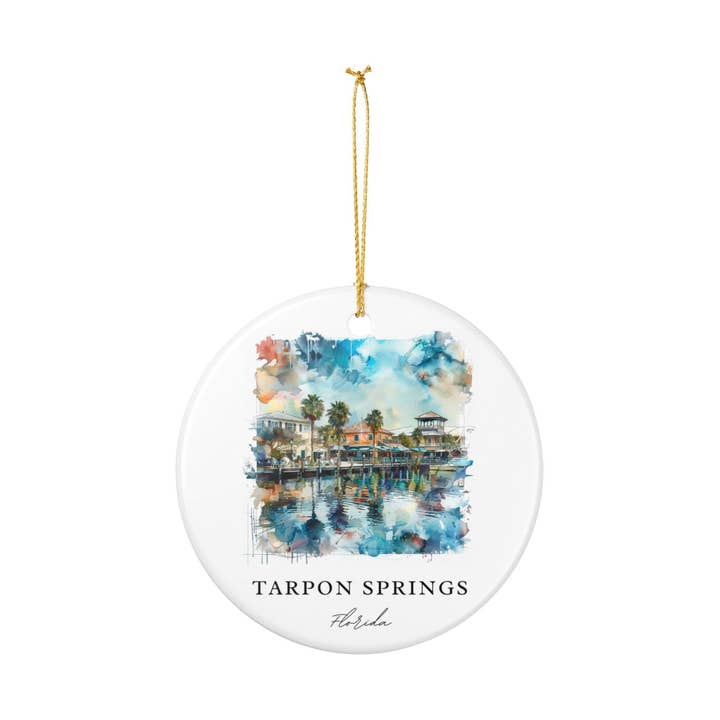 Premium Travel Art - Wholesale Ornament - Tarpon Springs FL Ornament: Unique Tarpon Springs Souvenir, Tarpon Springs Xmas Decor, and Authentic Tarpon Springs Gift1