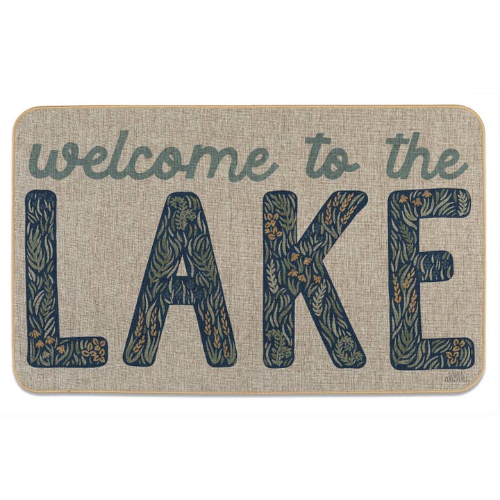 Natural Linen Look Floor Mat- Lakeside Days for wholesale by CounterArt/Highland Home/Thirstystone