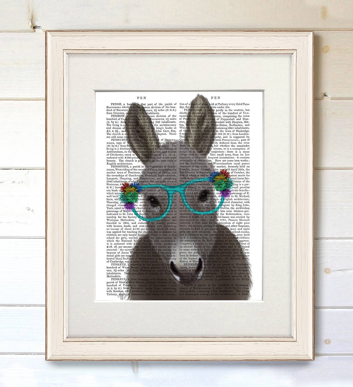 FabFunky Ltd - Wholesale Art Print - Donkey Turquoise Flower Glasses, book print / Art Print1