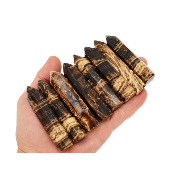 Chocolate Calcite Point Crystal (65mm - 70mm) for wholesale by Kaia & Crystals