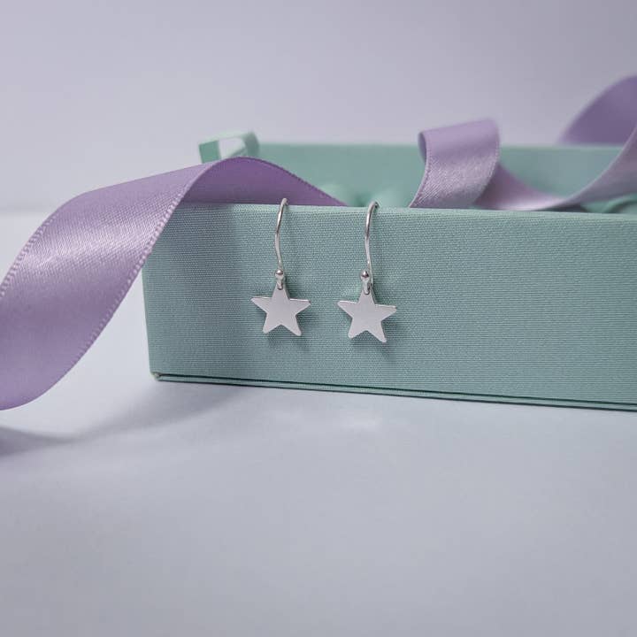 Little Stars Dangly Earrings. Sterling Silver for wholesale by Rebecca Davies Jewellery