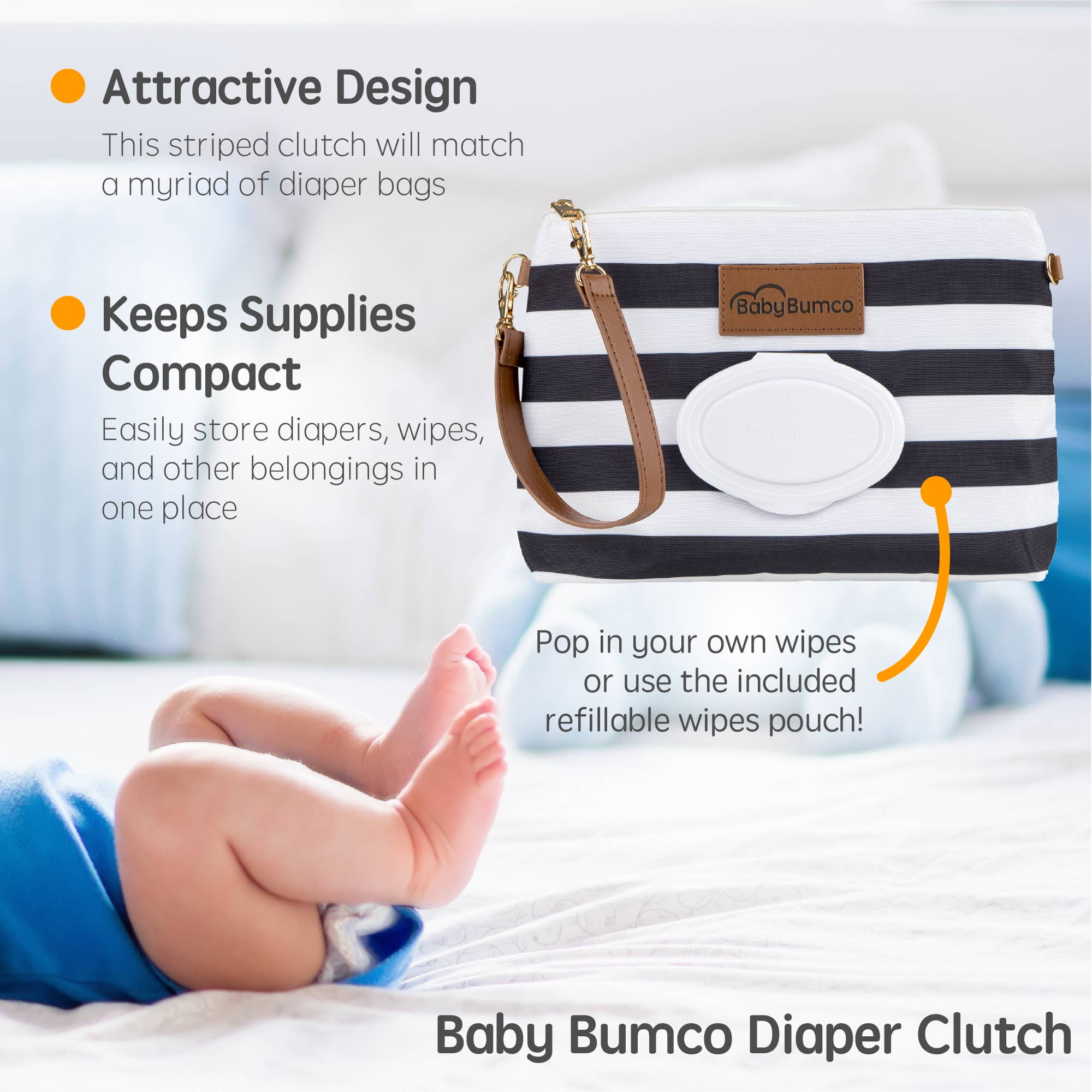Bumco - Wholesale Clutch Bag - Women's - Bumco Diaper Clutch - Black4