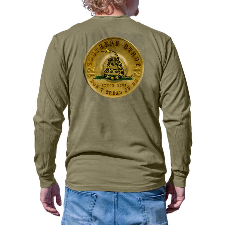 Gadsden Bullet Khaki Long Sleeve T-Shirt for wholesale by Southern Strut