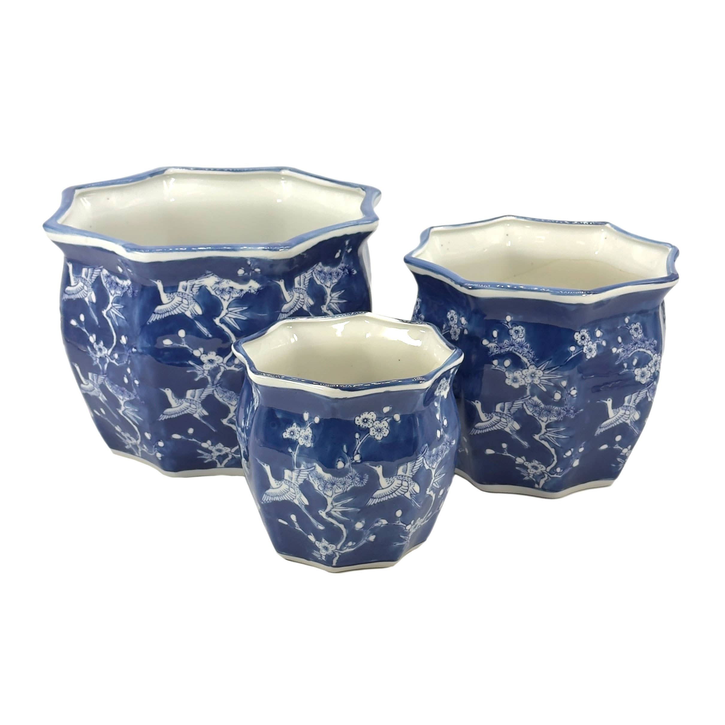 Galt International Company - Vendita all'ingrosso Vasi per piante - Set di 3 vasi per fioriere in ceramica Chinoiserie, 7,5"/10"/13"46