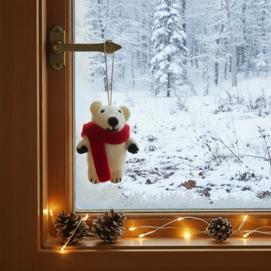 Felt So Good – wholesale Ornament – Hanging Felt Pedro Polar Bear Handmade Felt Decoration4