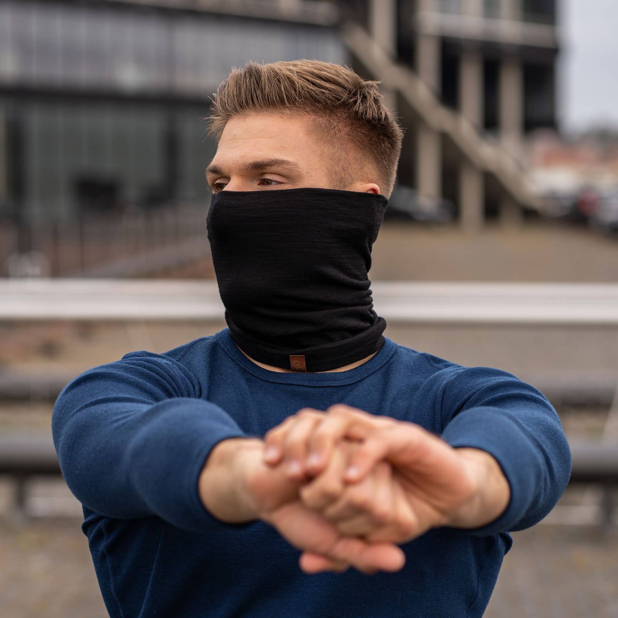 Men's Merino Neck Gaiter / Face Mask Black for wholesale on Faire
