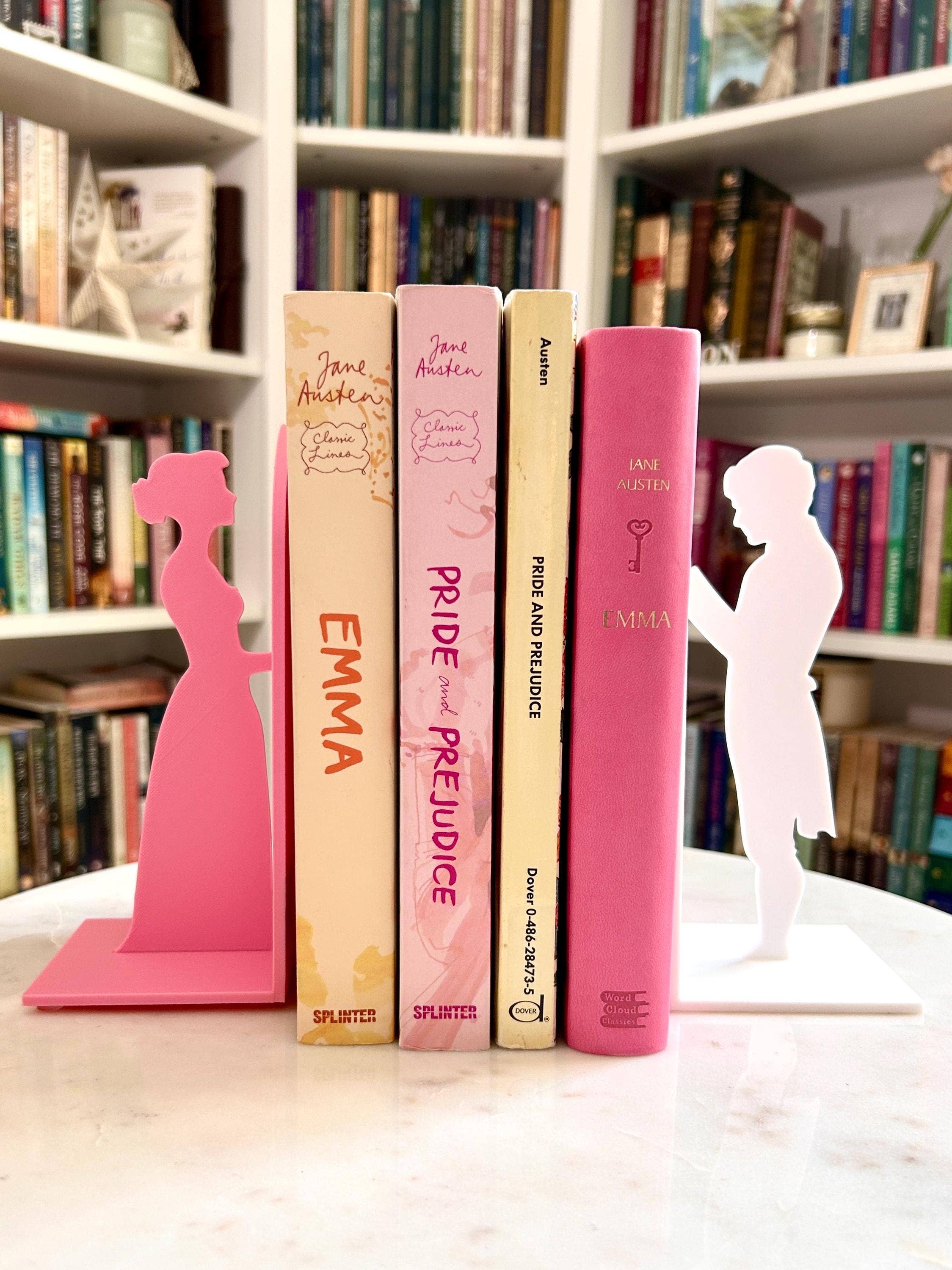 Modern Home Decorations - Wholesale Bookend - Pride and Prejudice Bookends | Literary Decor | Book Lover Gift | Regency Style Bookends | Elizabeth and Darcy Silhouette Bookends |BookNook19