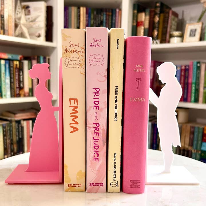 Modern Home Decorations - Wholesale Bookend - Pride and Prejudice Bookends | Literary Decor | Book Lover Gift | Regency Style Bookends | Elizabeth and Darcy Silhouette Bookends |BookNook19