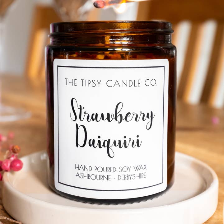 Strawberry Daiquiri candle for wholesale by The Tipsy Candle Co.