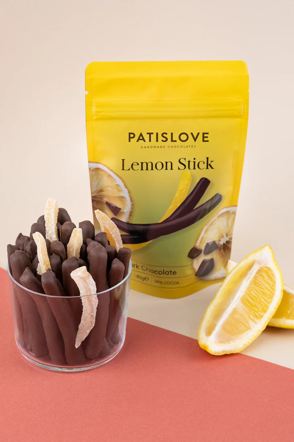 Patislove – Doces cobertos de chocolate por atacado – Chocolate Negro com Pau de Limão, 80G4