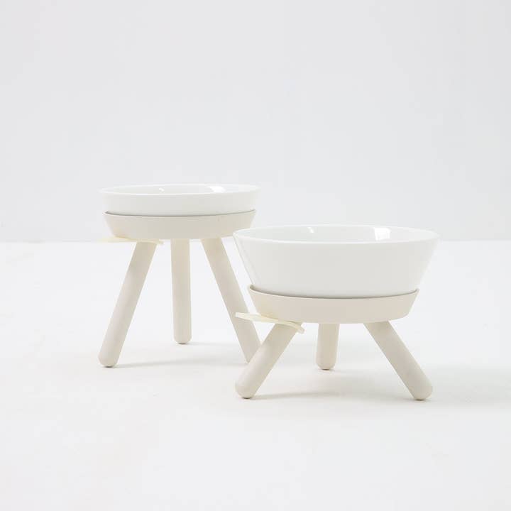 Pets So Good - Wholesale Pet Bowl - Cat/Dog - Oreo Elevated Pet Feeder Table. White . Tall1