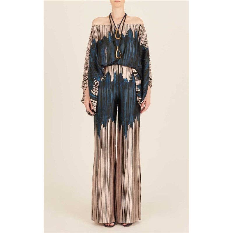 UZ Wholesale Store - Wholesale Top & Pant Set (NOT Loungewear) - Women's - Printing Boat Neck Balloon Sleeve Top And Wide Leg Pants Two Pieces Suits2