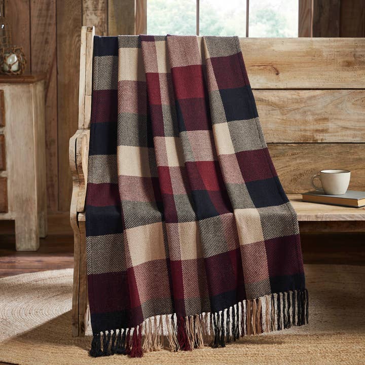 VHC Brands - Wholesale Throw Blanket - Heritage Farms Primitive Check Woven Throw 50x60