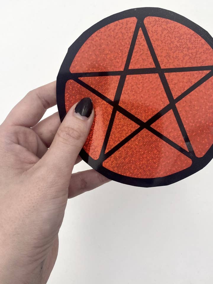 ¡Pegatina de vinilo impermeable MEGA STICKER Pentagrama rojo brillante! para venta al por mayor de Psychic circle oddities