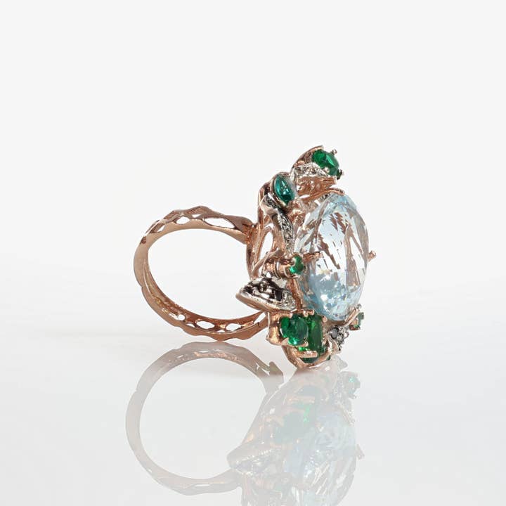 Gold Antique - Vendita all'ingrosso Anelli cocktail/statement - Anello Riproduzione Antico in argento 925 e Oro 9 Kt2