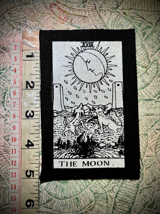 The Moon Tarot card patch. for wholesale by Three Raccoons