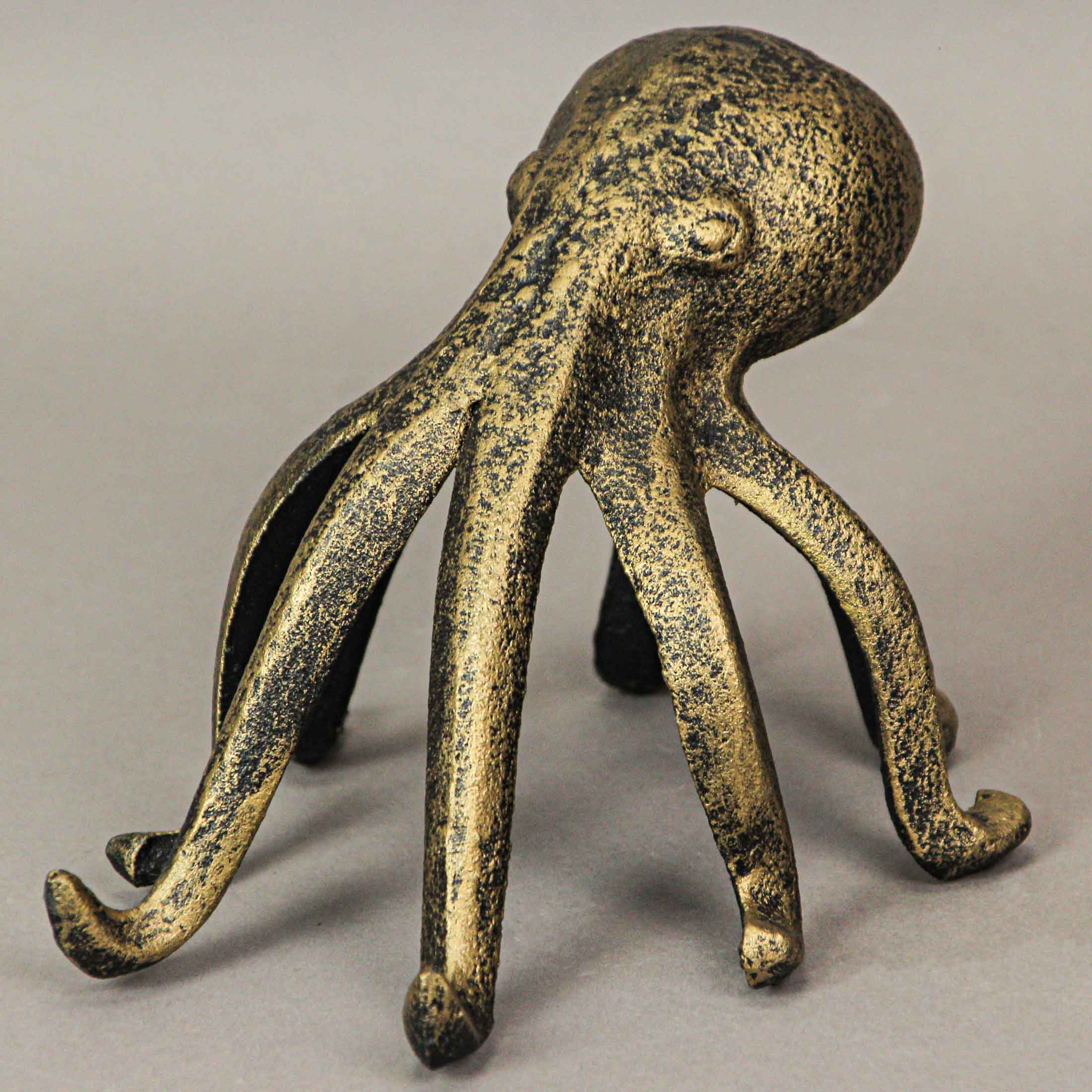 Zeckos – wholesale Bokstöd – Antik guldgjuten järnbläckfisk som mobilhållare och bokstöd4