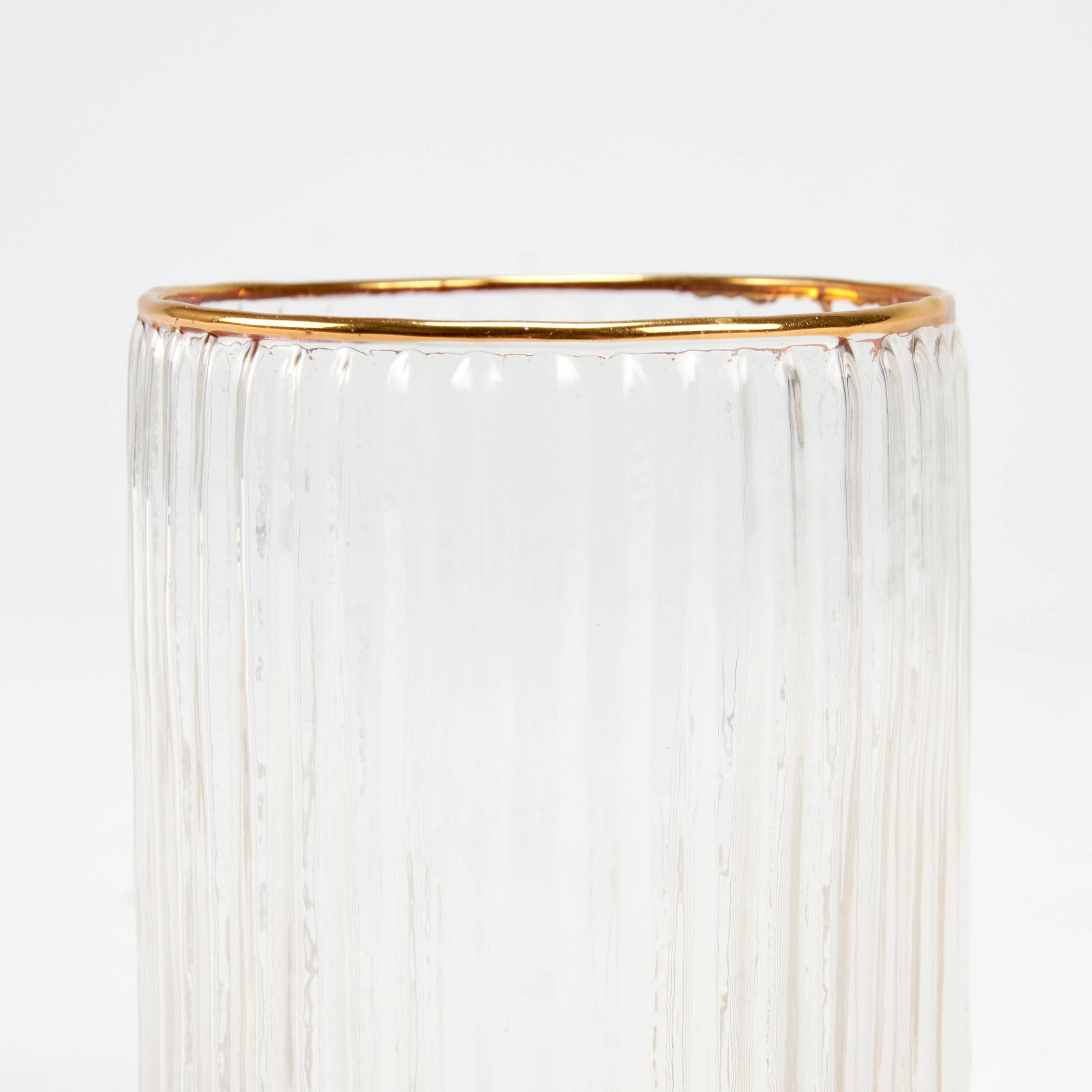 Primitives by Kathy - Wholesale Drinking Glass/Cup - Small Gold Ribbed Drinking Glass1