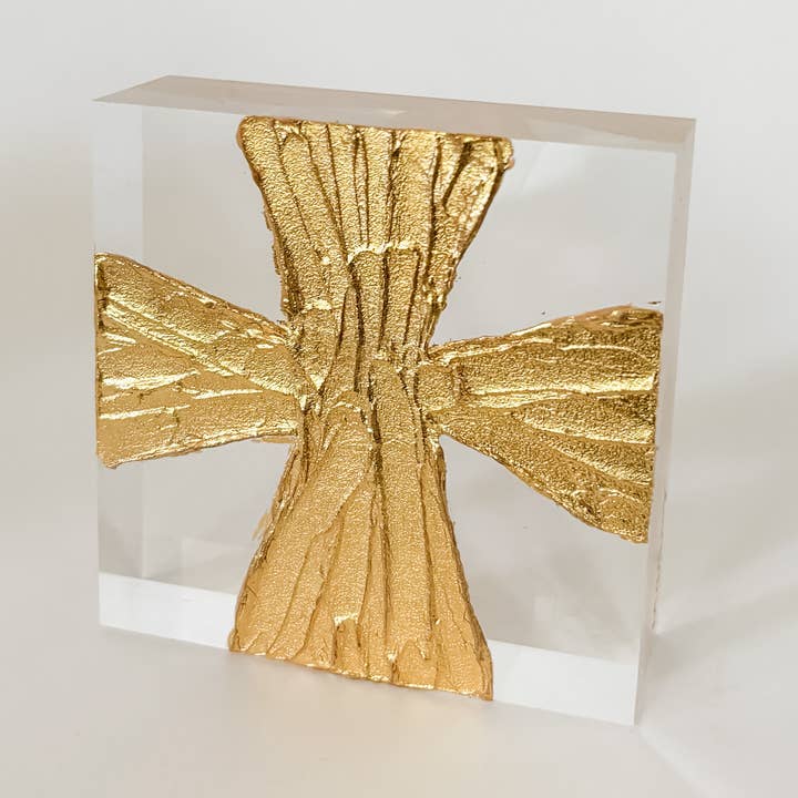 3x3 Acrylic - Wide Gold Cross for wholesale by Sidebar Designs