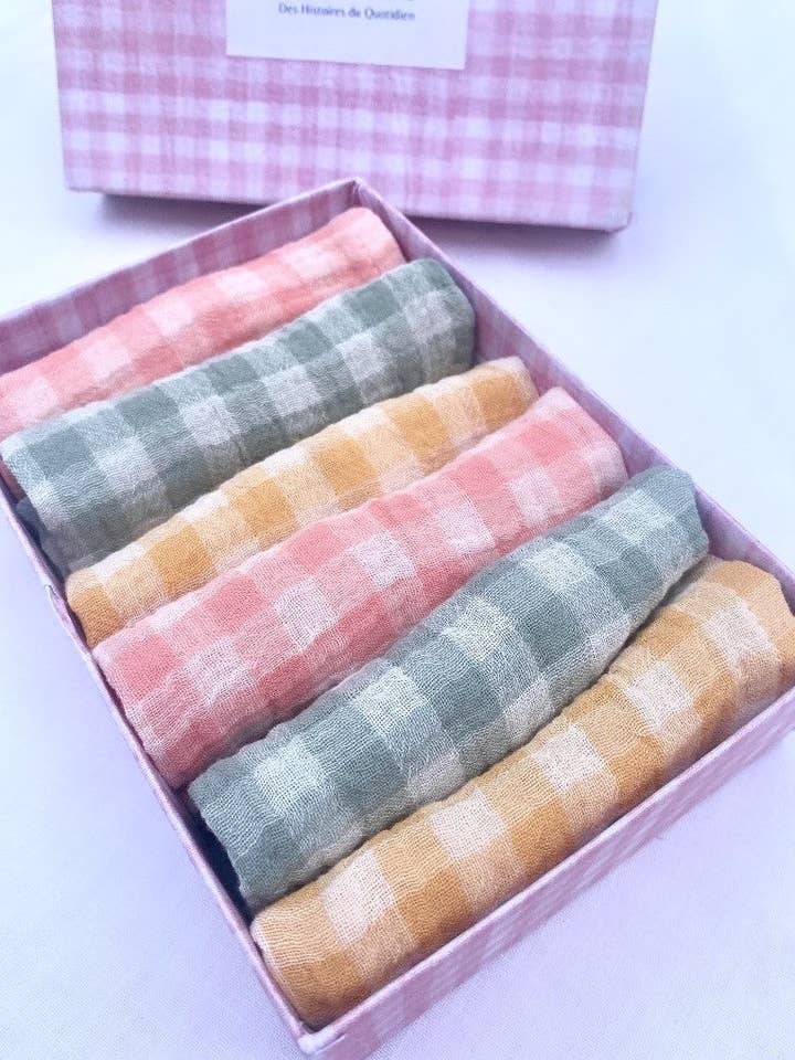 Set of 6 Petite Pastel fabric napkins made in France for wholesale by CHARMY