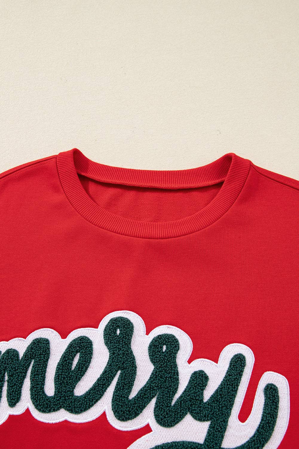 Fiery Red Christmas Merry Script Holiday Sweatshirt for wholesale on Faire2