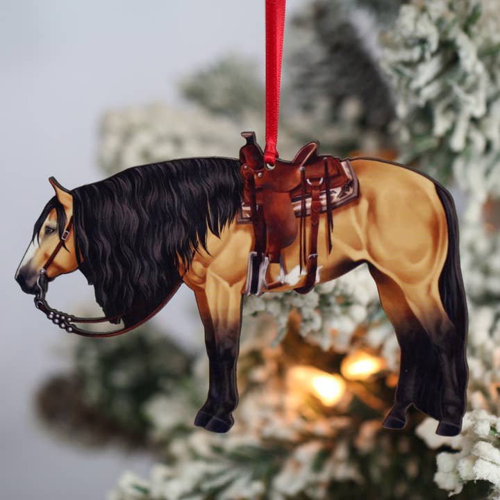 Buckskin Western Horse Ornament - Paint Horse Christmas for wholesale by Classy Equine