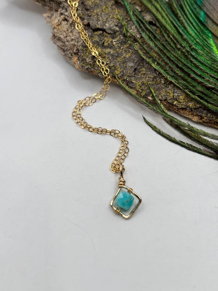 VERA Dainty Square Gemstone Necklace - More Color Choices for wholesale by Rachel Renee Jewelry