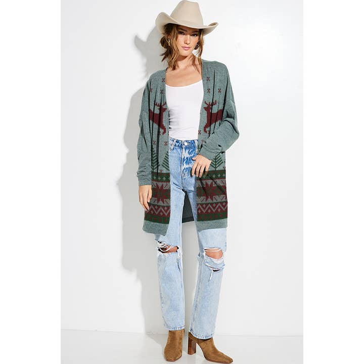 Phil Love - Wholesale Cardigan - Women's - Christmas print Knit casual style Cardigan5