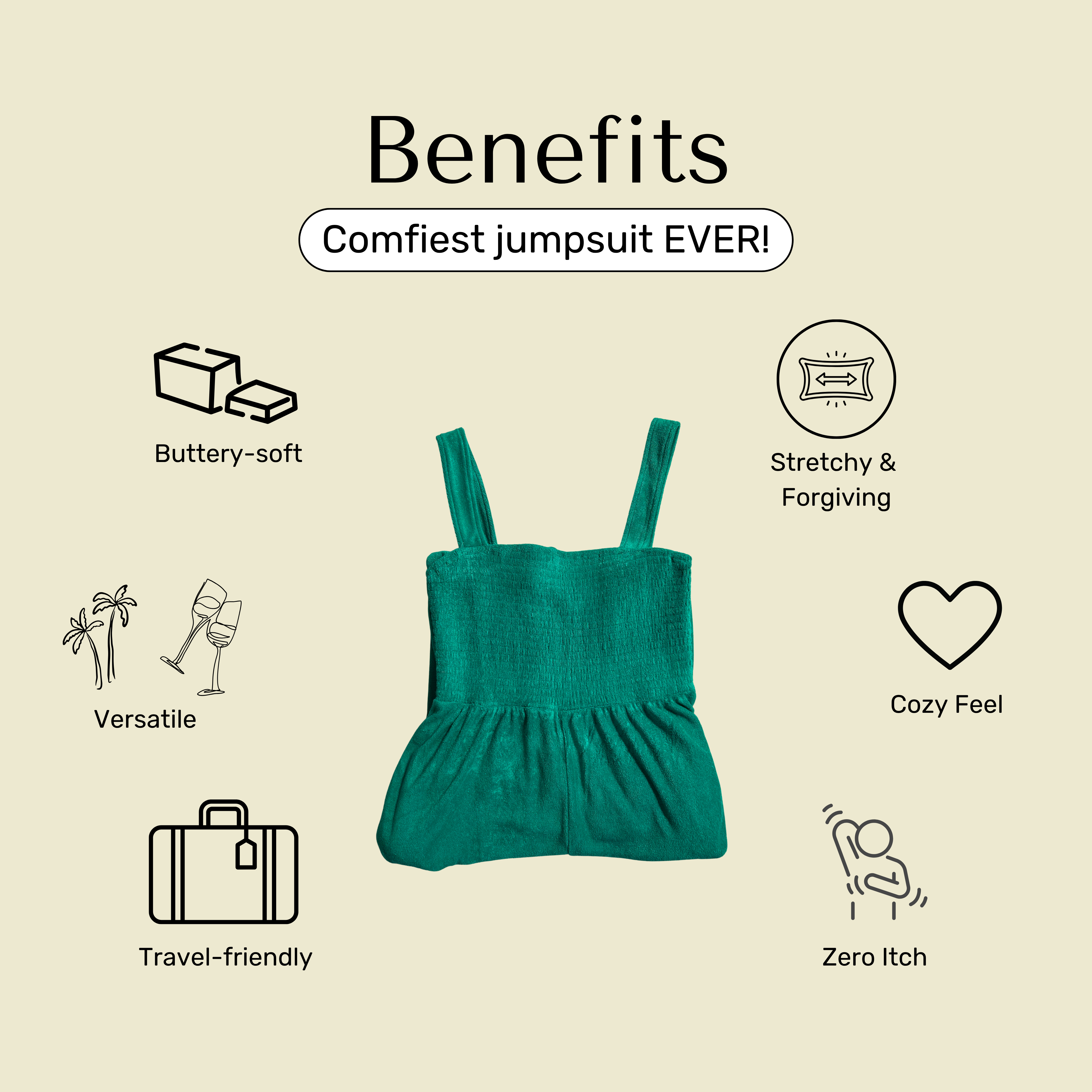 Bette - Wholesale Jumpsuit - Women's - Cabana Green Terry Cloth Jumpsuit | Beach-to-Dinner Style4