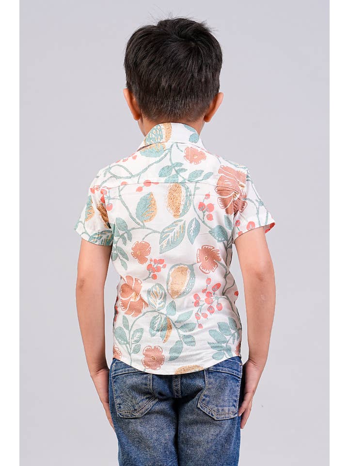 Riddhi Siddhi – Großhandel Hemd mit Button-down-Kragen – Kinder – Halbärmlige Hemden mit Blumendruck für Jungen4