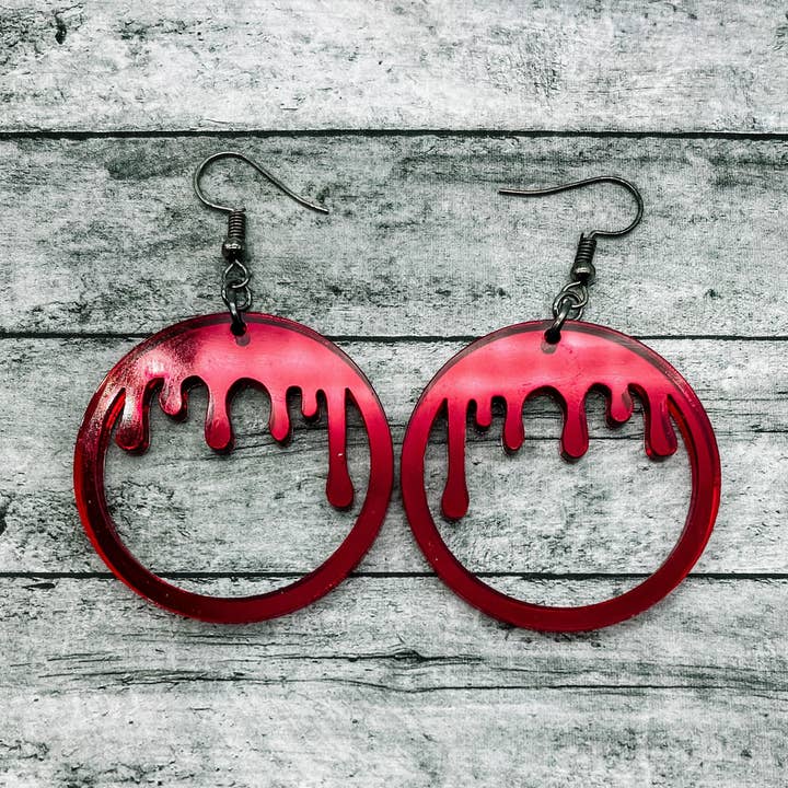 Blood Drip Hoop Dangles for wholesale by Born 2 Blossom Designs
