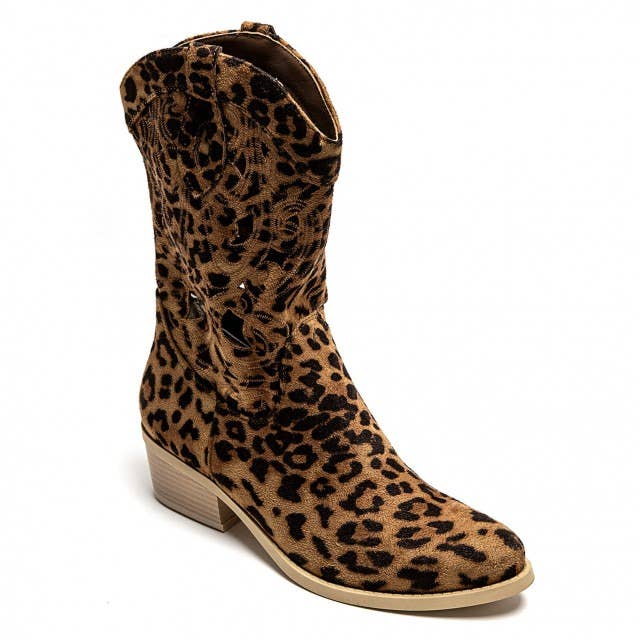 No Doubt Shoes - Wholesale Cowboy Boots - Women's - WOMENS CUT OUT DETAIL EMBROIDERED BLOCK HEEL COWBOY BOOTS