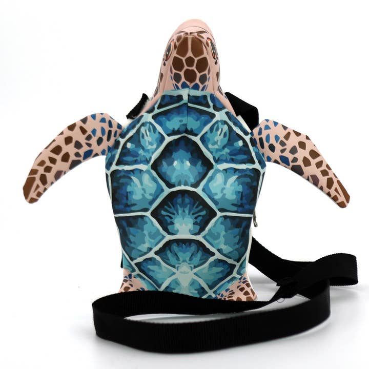 Blue Sea Turtle Crossbody Bag in Vinyl for wholesale by COMECO INC
