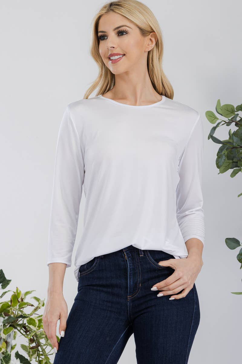 Celeste Clothing - Wholesale T-Shirt - Women's - CLASSIC 3/4 SLEEVE CREW NECK TOP -CT1321422