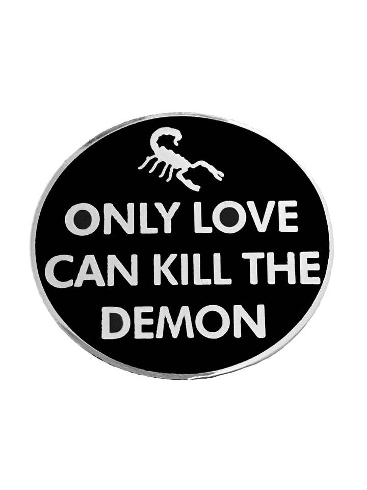 Only Love Can Kill The Demon Silver Natural Born Killers Pin for wholesale by Born Rad Shop