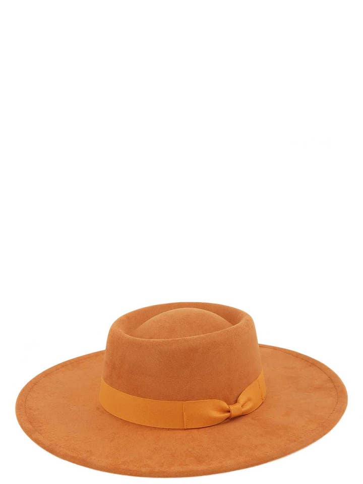 SOLID WIDE BRIM FEDORA HAT WITH RIBBON AHT91105-1 for wholesale by anbfashion
