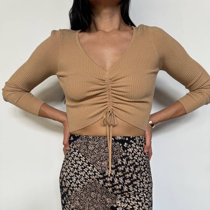 Langärmliges Strick-Crop-Top - YTA832 für den Großhandel von Audrey 3+1