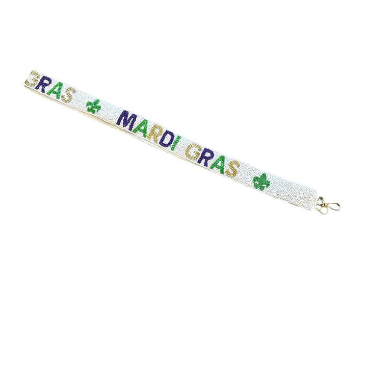 Mardi Gras Seed Bead Bag Strap for wholesale by Golden Lily