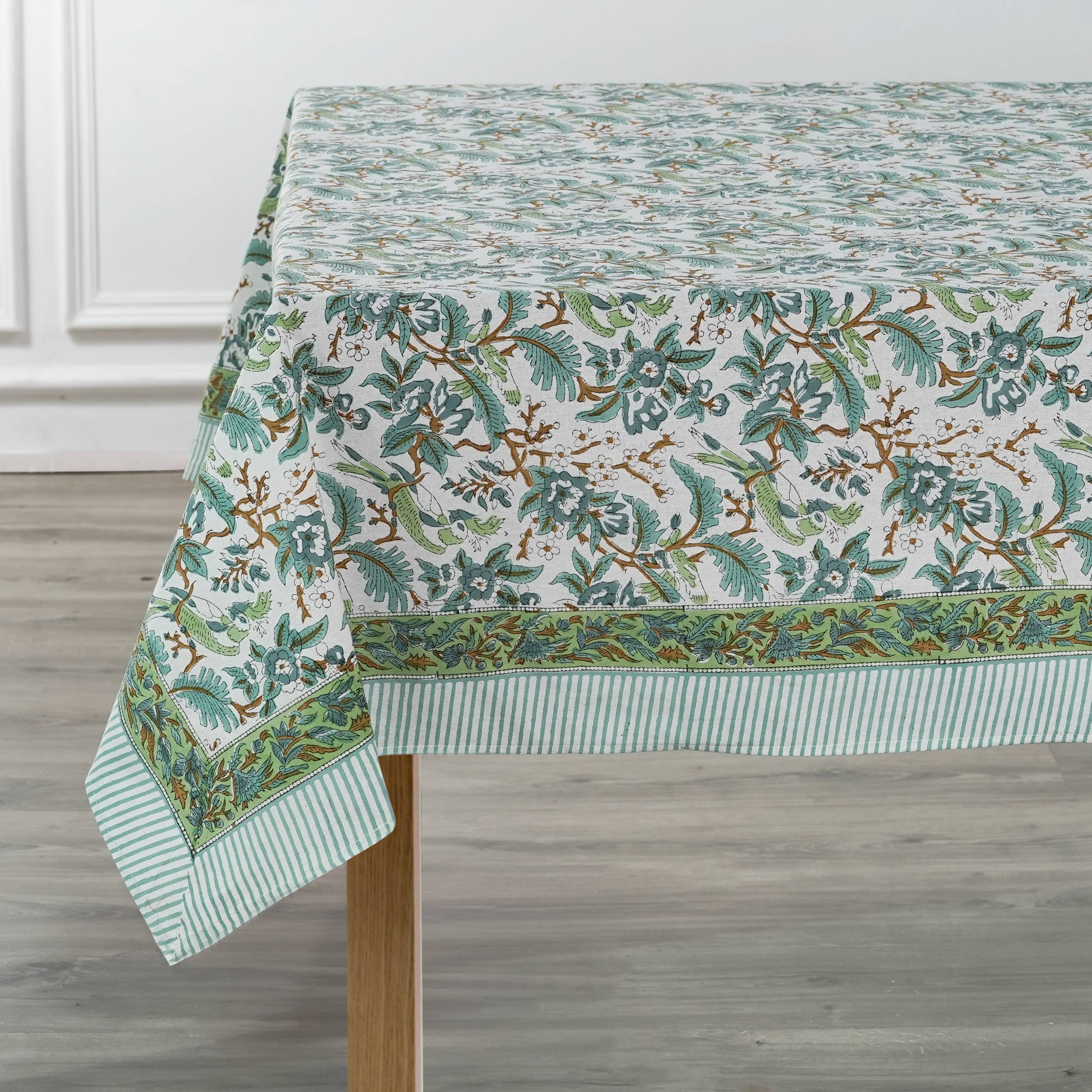 Fabricrush – wholesale Tablecloth – Sage And Russian Green Indian Printed Floral Tablecloth6