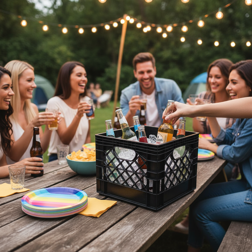 Kadra Kitchenware - Wholesale Milk/Juice Bottle - Castro - Square Milk Crate 16 qt, Black2