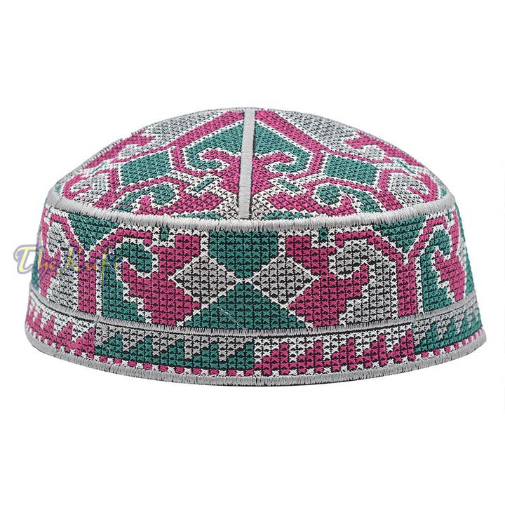 Haji Alay Motif Embroidery Design Pakistani Topi Kufi Hat for wholesale by IndoMode