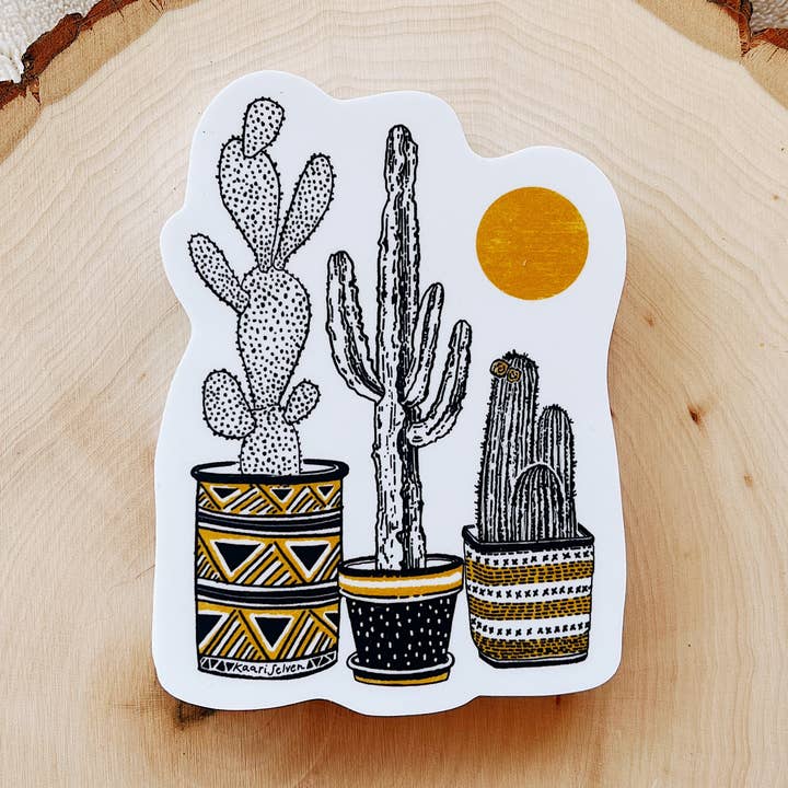 3 Cactus Pots - Waterproof Plant Sticker for wholesale by Kaari & Co.