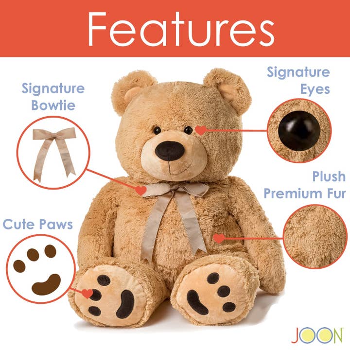 ShopBobbys - Wholesale Stuffed/Plush Toy - Kids & Baby - JOON Huge Teddy Bear With Ribbon, Tan