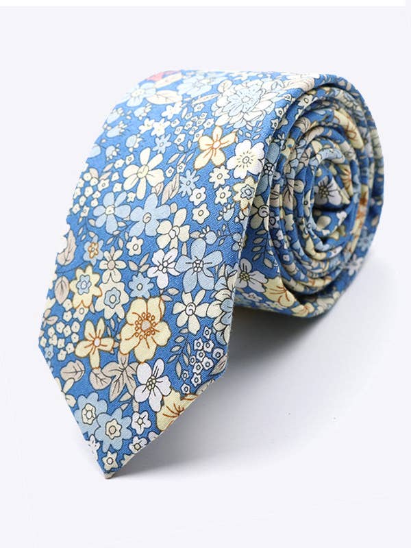 Cravatta Liberty Blu n°2 Uomo in Cotone «Gaspard» per la vendita all'ingrosso da parte di Unipap's