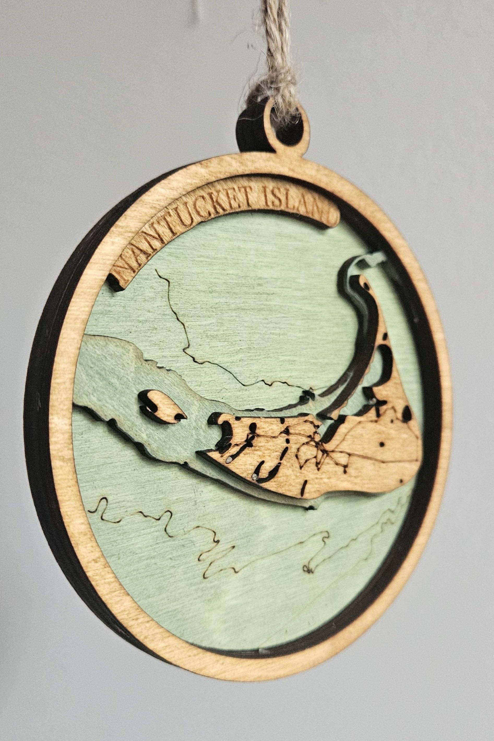 Coastal Carve Engravings - Wholesale Ornament - Nantucket Island, Massachusetts | bathymetric Ornament1