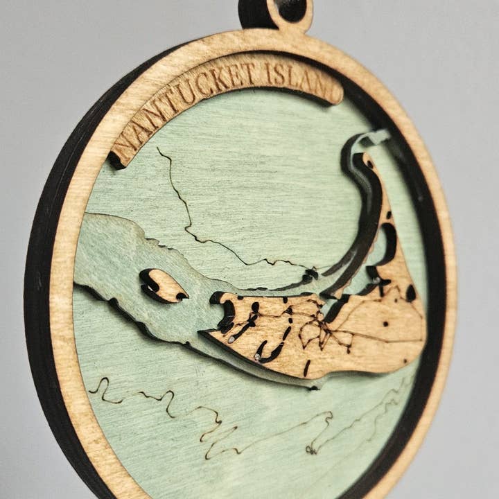 Coastal Carve Engravings - Wholesale Ornament - Nantucket Island, Massachusetts | bathymetric Ornament1